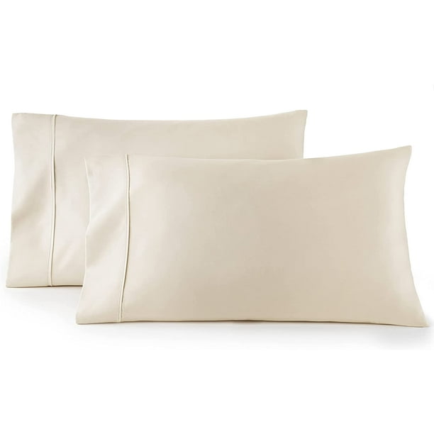 Silky Soft & Wrinkle Free 400 TC Egyptian Cotton Pillow Cases Standard Size White Stripe Crafts Linen 2pc Pillowcase Set 